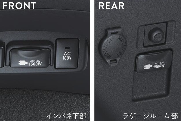 アクセサリーコンセント(AC100V・1500W/2個)